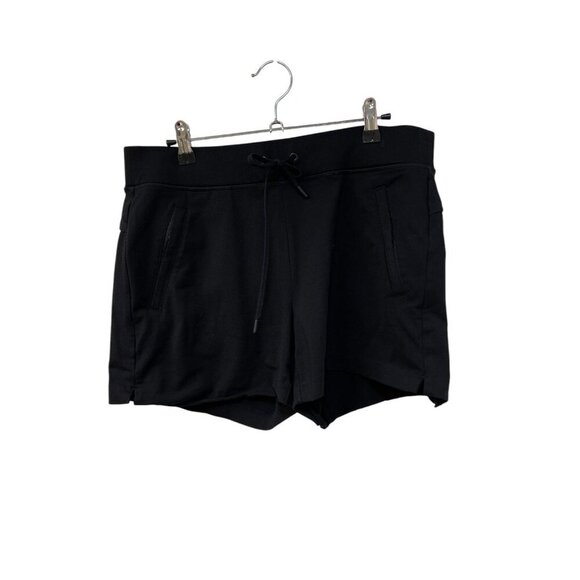 Athleta Women's Drawstring Shorts Black Elastic Waist Zipper Pockets Size M - Picture 1 of 7
